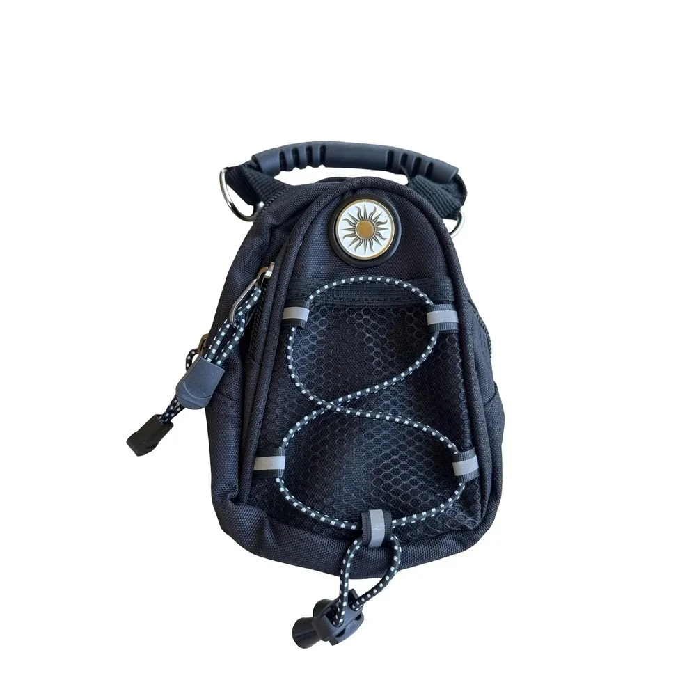Tactical Sun Logo Black Canvas Crossbody Utility Bag Small Techwear Travel Pouch